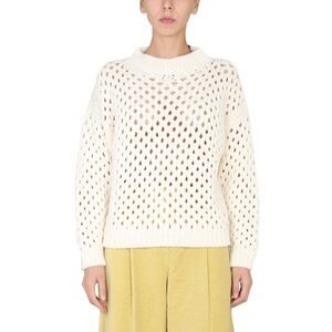 ALYSI Women's Openwork Knit Sweater Women Beige Sweaters & Knitwear